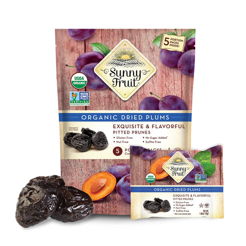 6 (30 Packs) Packs Sunny Fruit Soft Organic Prunes - Bags Individual Portion | No Preservatives, No Sugar Added |
