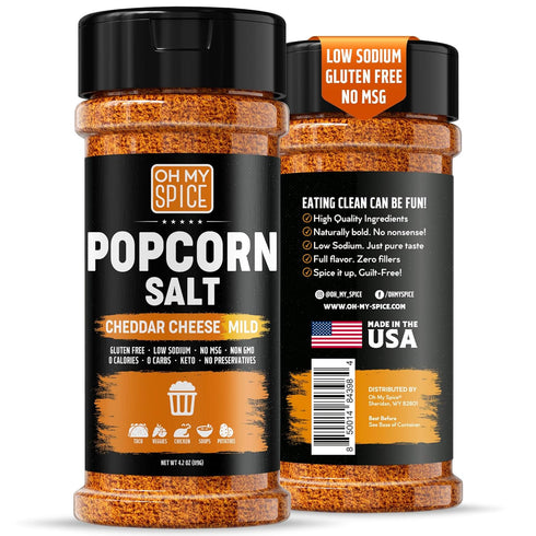 Popcorn Seasoning Cheddar Cheese Powder Mix, Gluten Free & Low Sodium Nacho Cheese Flavor, 4.2oz