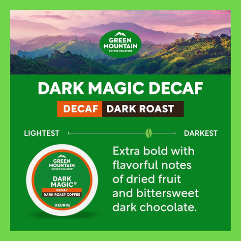 60 Count, (6 Packs 10) Green Mountain Coffee Dark Magic Decaf, Keurig Single Serve K-Cup Pods, Dark Roast Coffee