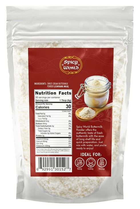 Spicy World 1.5 LB 4.5% Premium Buttermilk Powder - Made in USA from Sweet Cream, Non-GMO, Milkfat, Perfect
