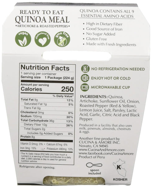 7.9oz, Pack 6 Cucina & Amore Quinoa Meal Artichoke & Roasted Pepper