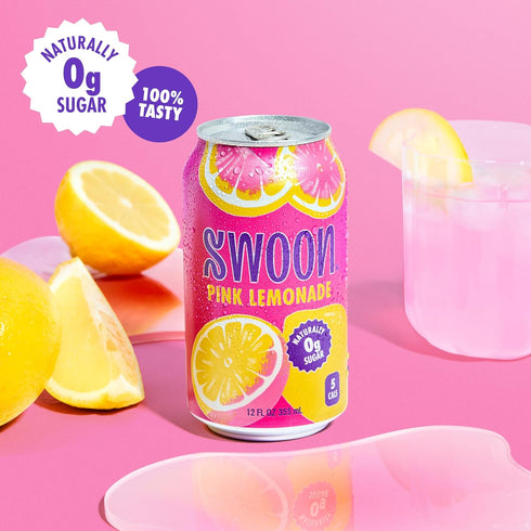 100% 12 oz (Pack 12) Swoon Pink Lemonade - Low Carb, Paleo-Friendly, Gluten-Free Keto Drink - Sugar Free Strawberry