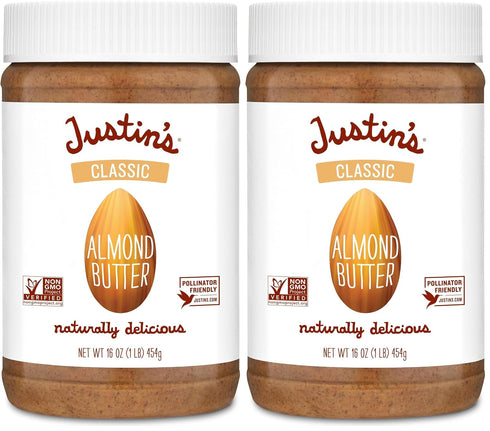 Justin's Classic Almond Butter, Only Two Ingredients, No Stir, Gluten-free, Non-GMO, Keto-friendly,
