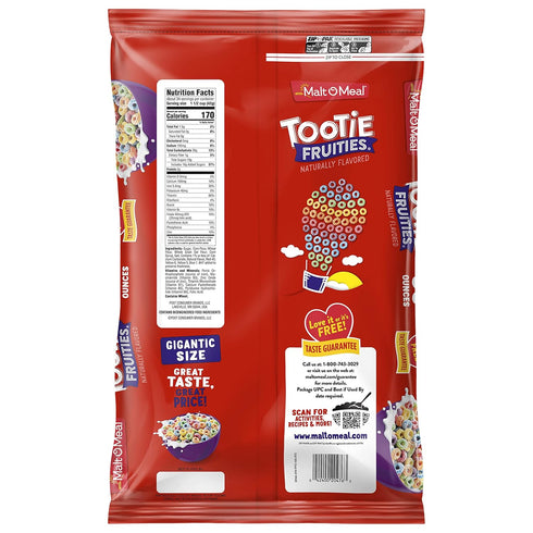50 OZ Malt-O-Meal Tootie Fruities Breakfast Cereal, Colorful and Fruity Cereal for the Family, Family Cereal Size