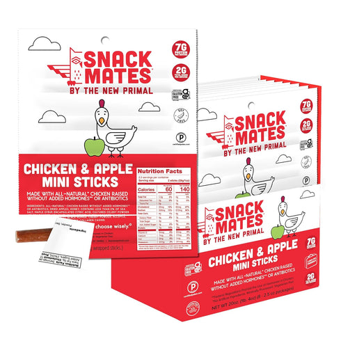 New Primal Snack Mates Chicken & Apple Sticks, Gluten Free Healthy Snacks