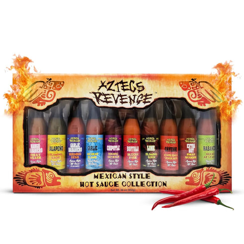 Aztecs Revenge Mexican Style Hot Sauce Variety Pack - 10 Hot Sauce