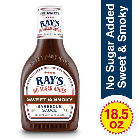 Ray's No Sugar Added Sweet & Smoky Barbecue Sauce, 18.5 oz. (Pack of 3)