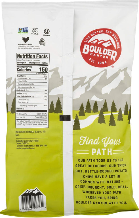 6.5 Boulder Canyon Kettle Cooked Potato Chips, Olive Oil, Sea Salt, Ounce