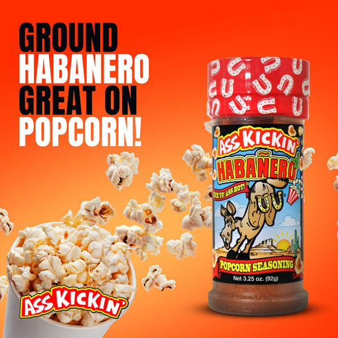 ASS KICKIN' Habanero Popcorn Seasoning - Great for Gourmet Popcorn, Chicken Wings, Meat - Perfect for Gifts!