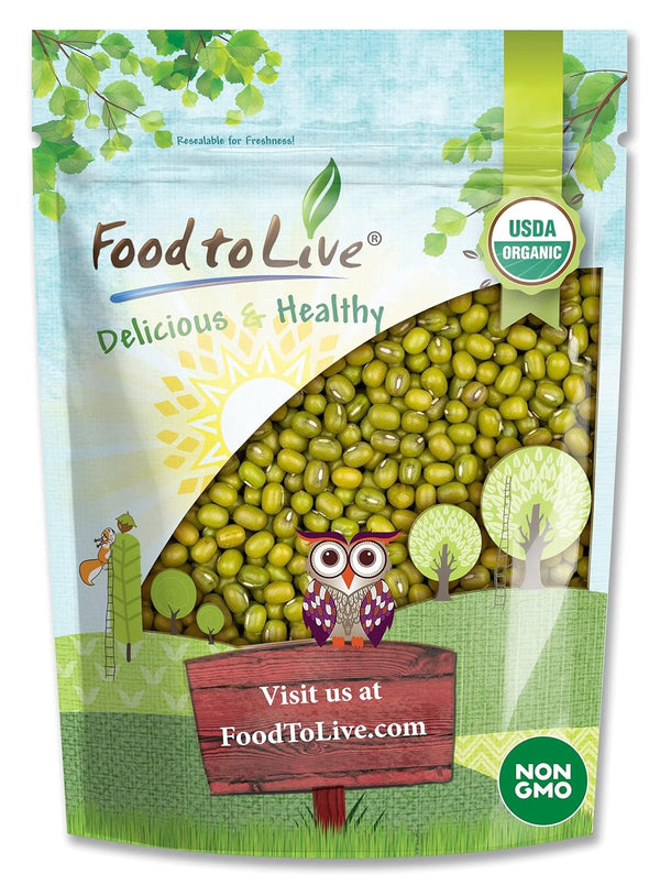 Food to Live Organic Mung Beans, 1 Pound Non-GMO, Whole Dried Beans,