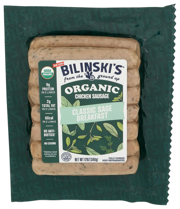 Bilinski, Organic Sage Chicken Breakfast Sausage, 12 Ounce
