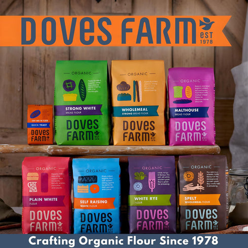 3.3 lb (1.5 Doves Farm Organic Strong White Bread Flour kg) - High Protein British Baking Flour for Bread, Rolls