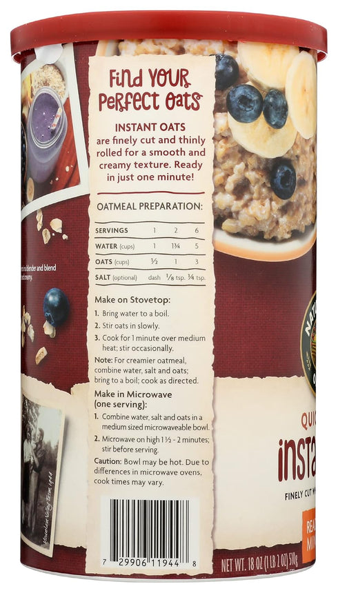 5g 18 Oz (Pack 6) Nature's Path Organic Quick Cook Instant Oats Cereal, Protein, USDA Certified Organic, Non-GMO