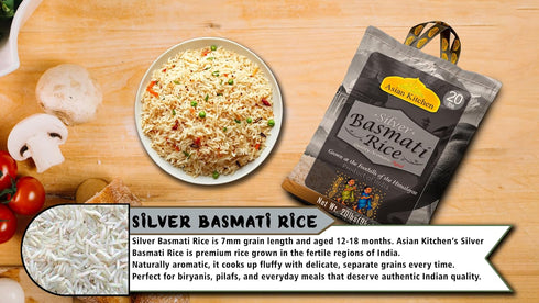 20lbs (9.08kg) Asian Kitchen Silver White Basmati Rice Extra Long Aged ~ All Natural | Gluten Friendly | Vegan | Indian