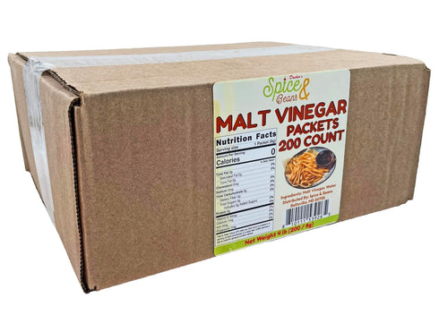4 Packets 200 Count Malt Vinegar | Gram Portion Control | By Dasher's Spice & Beans |
