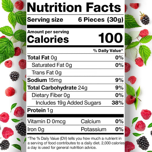 Gummy 1 Gummies Gummy Berries Candy - Pound Bulk Bag, Crunchy Red And Black Candy - Raspberry And Blackberry Berry