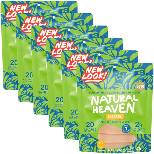 Natural Heaven Lasagna Noodles, Hearts of Palm, 6-Pack Naturally Rich in Potassium,