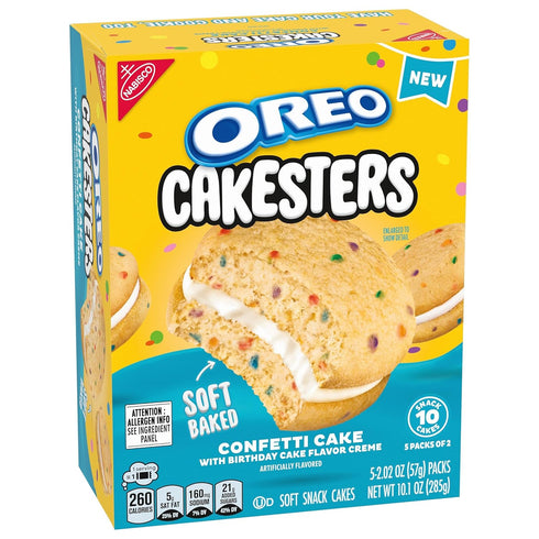 5-2.02 oz Packs OREO Cakesters Confetti Cake Soft Snack Cakes, Snack