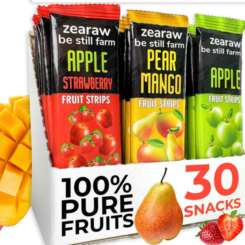 ZEARAW Healthy Fruit Snacks for Adults and Kids 30 Fruit Leather with