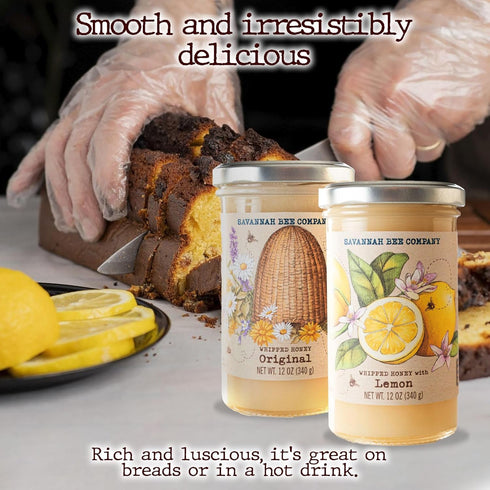 Set 12 oz Set (12 Oz, Savannah Bee Whipped Honey Gift - Gourmet Honey Duo Original and Lemon)