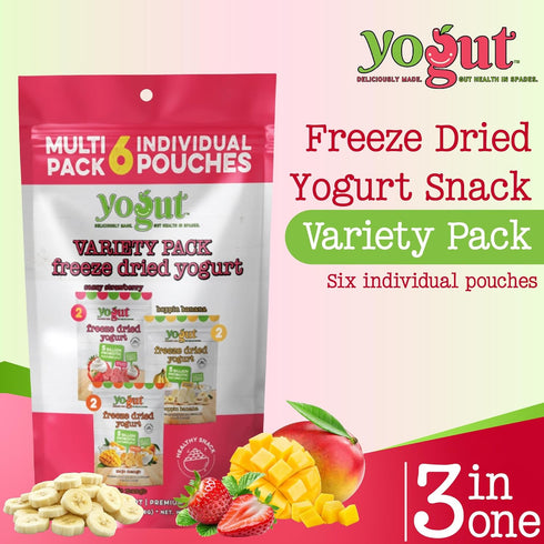 Pack, 5 6 Pack YoGut Freeze Dried Yogurt Snack Variety Healthy, On-the-Go Smoothie Melts Snacks for Kids & Adults