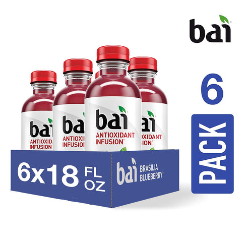 18 6 count Bai Flavored Water, Brasilia Blueberry, Antioxidant Infused Drinks, Fluid Ounce Bottles