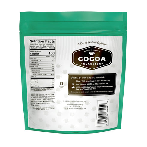 COCOA CLASSICS 14.8 oz (Pack 1) Mint Cocoa Mix, Hot Chocolate, Made with Nonfat Milk, Just Add Hot Water, Make Hot