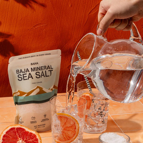 1 Lb. BAHA - Baja Mineral Sea Salt | Fine Grain Baha Mineral Salt from Sea of Cortez | Low Sodium & Mineral |