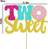 VIVIFORKY Donut Sweet Two Cake Topper Glitter Theme Sencond Happy Birthday Decorations for Girl Boy Baby Shower Party