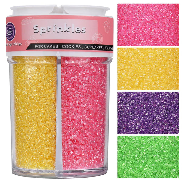 Sanding Sugar Sprinkles for Cake Decorating, 8oz 4 Colors Purple Green Yellow