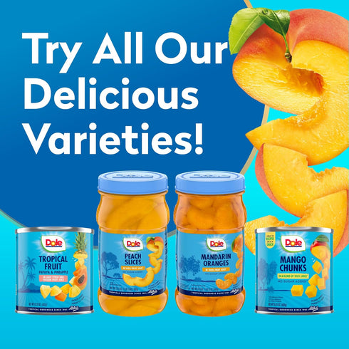 100% 23.5 (Pack 8) Dole Jarred Peaches Sliced Yellow Cling in Fruit Juice, Ounce Jar