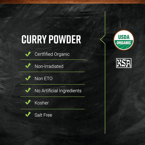 1-Pound 11 Frontier Co-op Certified Organic Curry Powder, Bulk, Aromatic Blend Indian Cooking Spices for Meat, Seafood