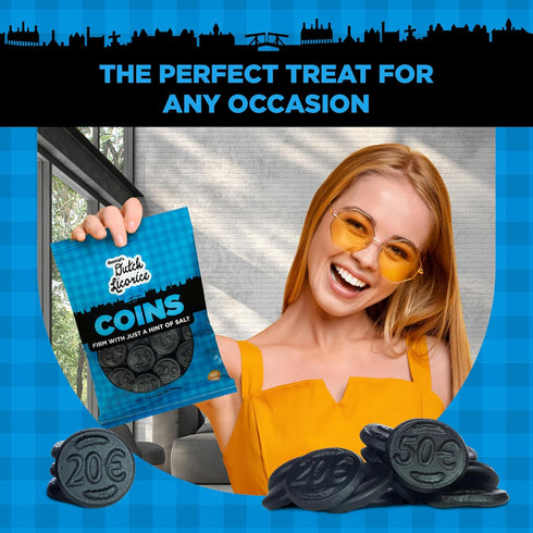 Gustaf's Salted Dutch Licorice Coins, 5.2oz Bag of Salty Black Licorice Treats from Netherlands