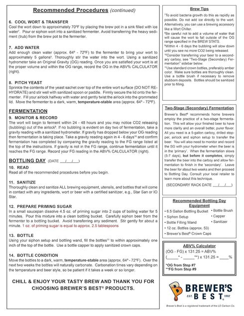 Brewer's Best Imperial Blonde Ale Homebrew Beer Ingredient Kit