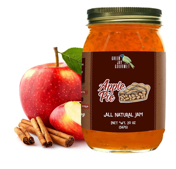 Green Jay Gourmet Apple Pie Jam - All-Natural Fruit Jam with Apples,