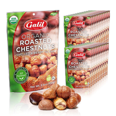 Galil Organic Roasted Chestnuts Pack of 24 Shelled & Ready to Eat