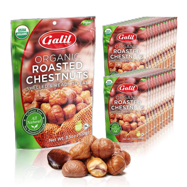 Galil Organic Roasted Chestnuts Pack of 24 Shelled & Ready to Eat