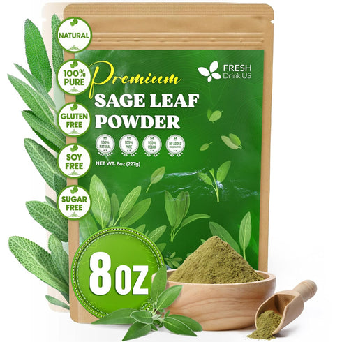 FreshDrinkUS, Sage Leaf Powder 8oz Premium Culinary Herb, Pure Ground Sage Leaves