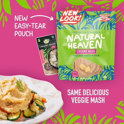6-Pack 9 Oz Natural Heaven Creamy Mash, Hearts of Palm, Naturally Rich in Potassium, Instant Mashed Potatoes, Keto