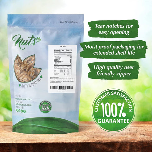 (80%) Packed (1 LB) NUTS U.S. California Walnuts | Shelled Halves and Pieces | Grown and in California | Non-GMO |