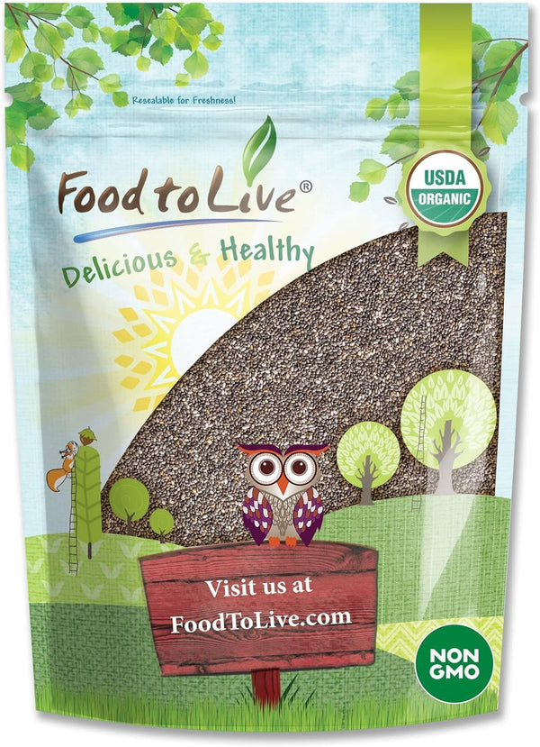Food to Live - Organic Black Chia Seeds, 2.5 Pounds Non-GMO, Whole,