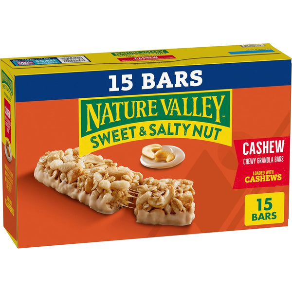 Nature Valley Sweet and Salty Nut Granola Bars, Cashew, 15 Bars, 18