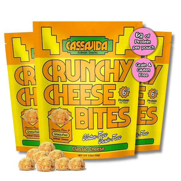 Cassavida Gluten Free Cheese Snack Crunchy Cassava Cheese Bites, Classic Cheese Grain