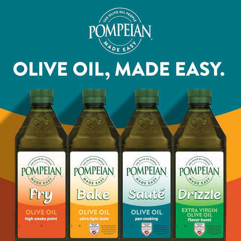 Pompeian Made Easy Bake Olive Oil, 16 Fl Oz, Ultra Light Taste for Baking Brownies and Cakes, Non-GMO