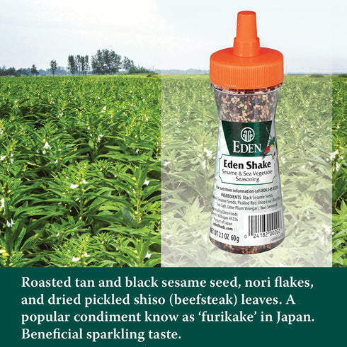 Eden Shake Furikake - Made in Japan Rice Seasoning, No Sugar, Seaweed, Nori, Pickled Red Shiso Leaf, 2.1 oz (2-Pack)