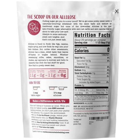 (11.3oz) 0g Allulose Sweetener Keto Sugar Substitute, Net Carbs, Zero Calorie Sweetener, Tastes and Behaves Like Sugar