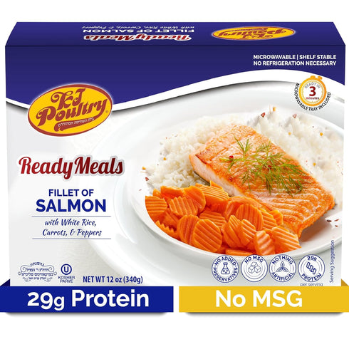 KJ Poultry Kosher Ready Meals - Salmon Fillet Fish, Parve MRE Meal
