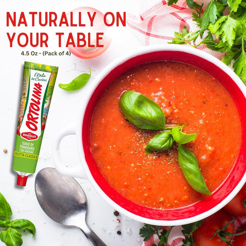 130 (4.5 Oz) Pack 4, Tomato Paste Tube "Ortolina" Rodolfi Sauce, gr - of Authentic Italian Product with Fresh Tomatoes