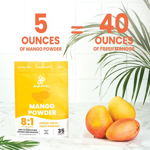 5oz 7oz Jungle Powders Fruit Bundle: Freeze-Dried Mango Powder Bag & Strawberry Powder Bag - Additive-Free Extracts