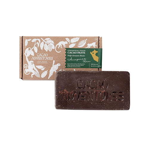 Ceremonial Grade Cacao Block 100% Pure Cacao Paste, High-Amazon Basin Peru, Unsweetened